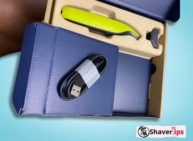 Opened Philips Norelco box showing inside contents